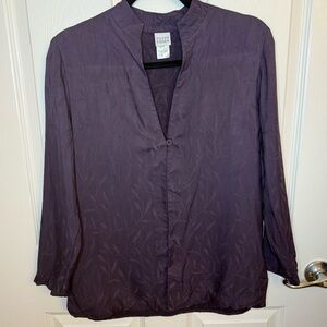 Eileen Fisher Sweater Cardigan Rayon Ladies Long Sleeve Purple Floral